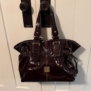 Dooney & Bourke Dark Brown Patent Leather Shoulder Bag